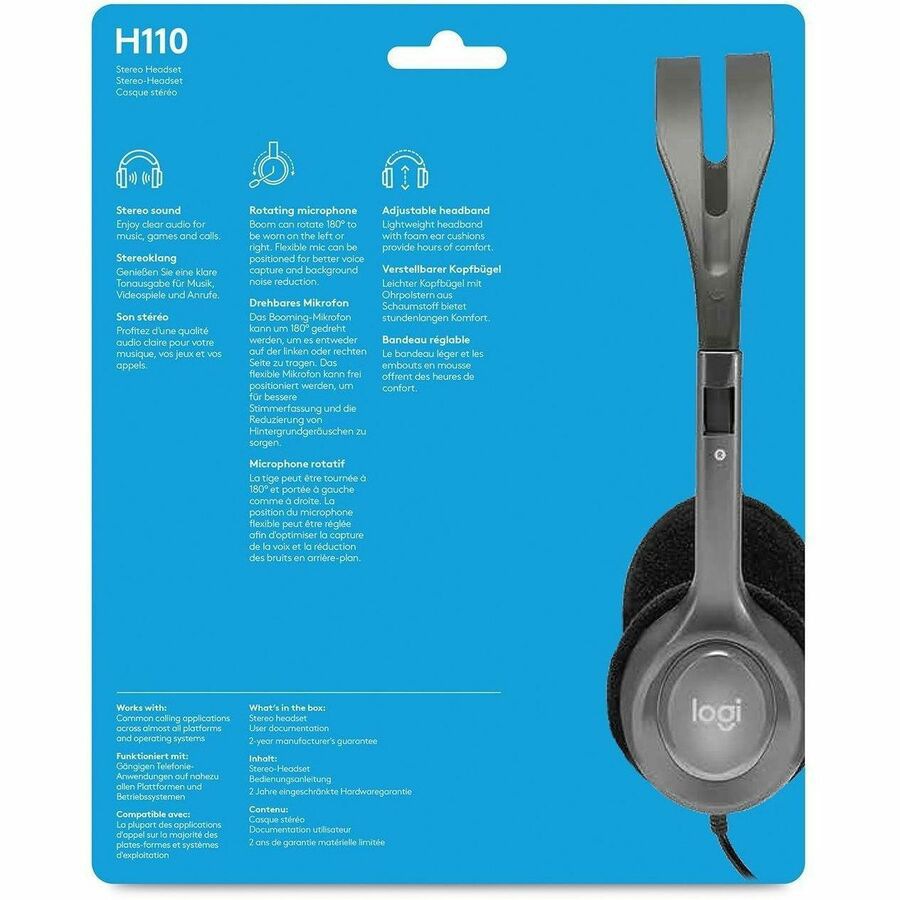 Thumbnail 7 of 7 for Logitech H111 - Stereo Wired Headset with 3.5mm Audio Jack - Black