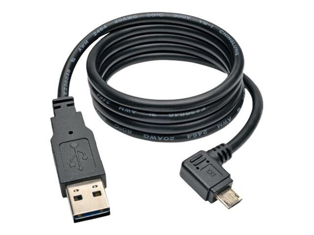 Tripp Lite 3ft USB Charging Cable Reversible A to Right Angle 5Pin Micro B 3' - charge-only cable - 3 ft