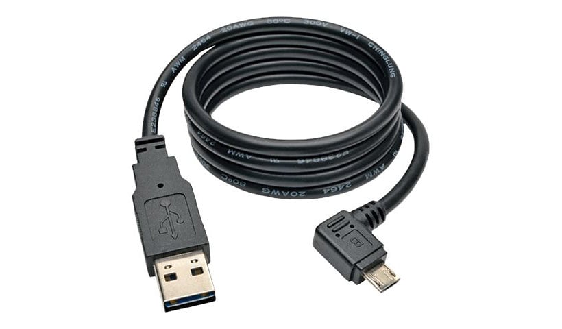 Tripp Lite 3ft USB Charging Cable Reversible A to Right Angle 5Pin Micro B 3' - charge-only cable - 3 ft