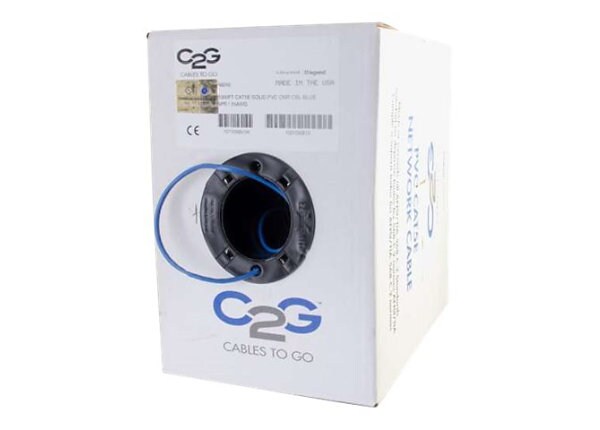 C2G Cat5e Bulk Unshielded (UTP) Network Cable with Solid Conductors - Riser CMR-Rated - bulk cable - 305 m - blue