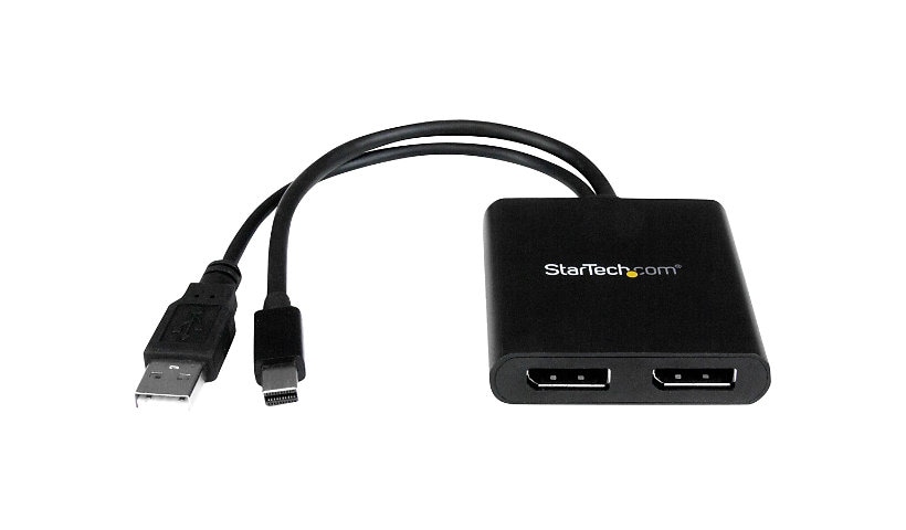 StarTech.com 2-Port Multi Monitor Adapter, Mini DisplayPort to DP MST Hub, Dual 4K 30Hz, Video Splitter for Extended