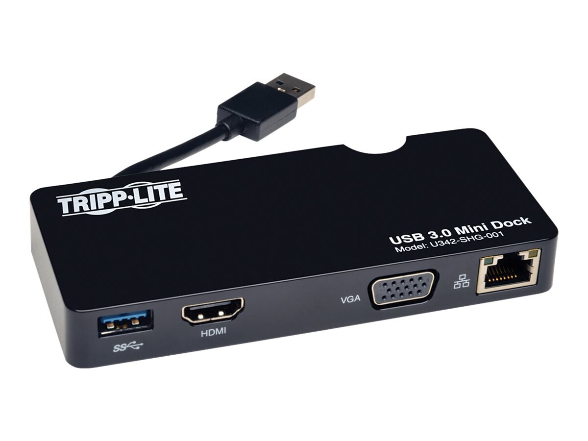 Tripp Lite USB 3.0 HDMI VGA Mini Dock Station Gigabit Ethernet HD15 RJ45 -