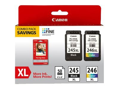 Canon PG-245 XL/CL-246XL Combo Pack with GP-502 - 2-pack - XL - color  (cyan, magenta, yellow), pigmented black -