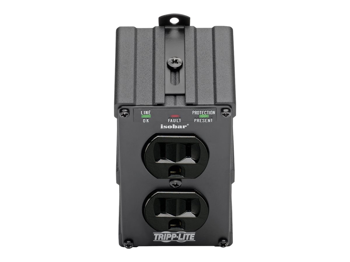 Thumbnail 2 of 6 for Eaton Tripp Lite Series Isobar 2-Outlet Surge Protector Direct Plug-In 1410 Joules Diagnostic LEDs Black Metal Housing
