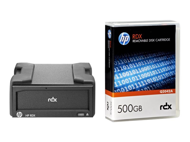 HPE RDX Removable Disk Backup System - RDX drive - SuperSpeed USB 3.0 - external - with 500 GB Cartridge