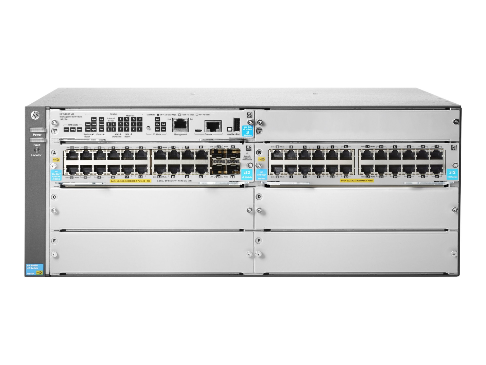 HPE Aruba 5406R 44GT PoE+ / 4SFP+ (No PSU) v3 zl2 - switch - 44 ports - managed - rack-mountable