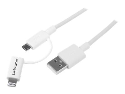 StarTech.com 1m / 3 ft Apple Lightning or Micro USB to USB Cable - White