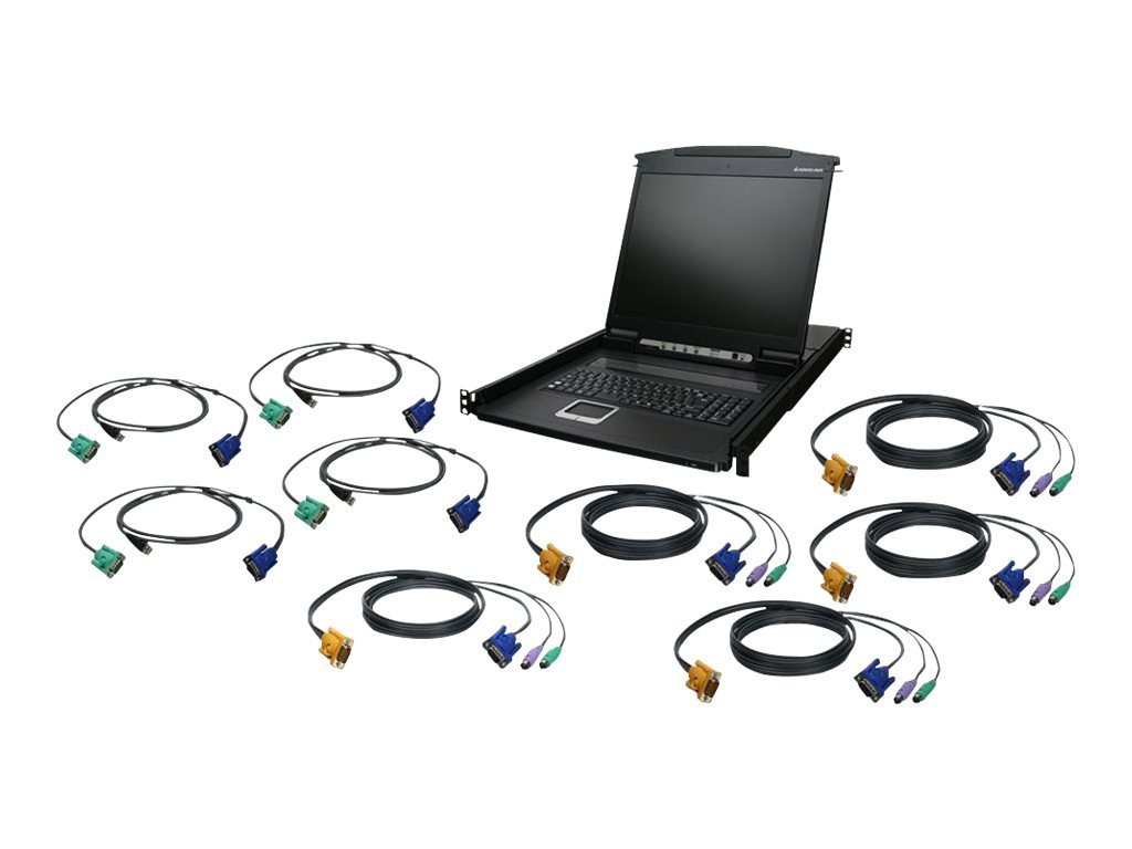 IOGEAR GCL1908KITU 8-Port 19" LCD KVM Switch with USB KVM Cable - KVM conso