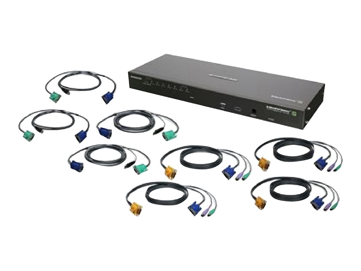 IOGEAR GCS1808IKIT - KVM / USB switch - 8 ports - rack-mountable - with PS/2 and USB KVM Cables