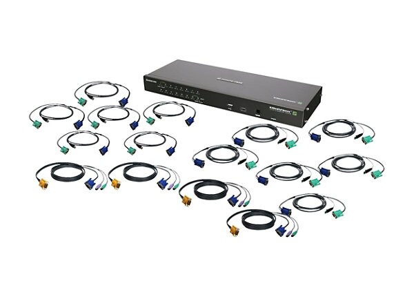 IOGEAR GCS1816IKIT - KVM switch - 16 ports - rack-mountable - with PS/2 and USB KVM Cables