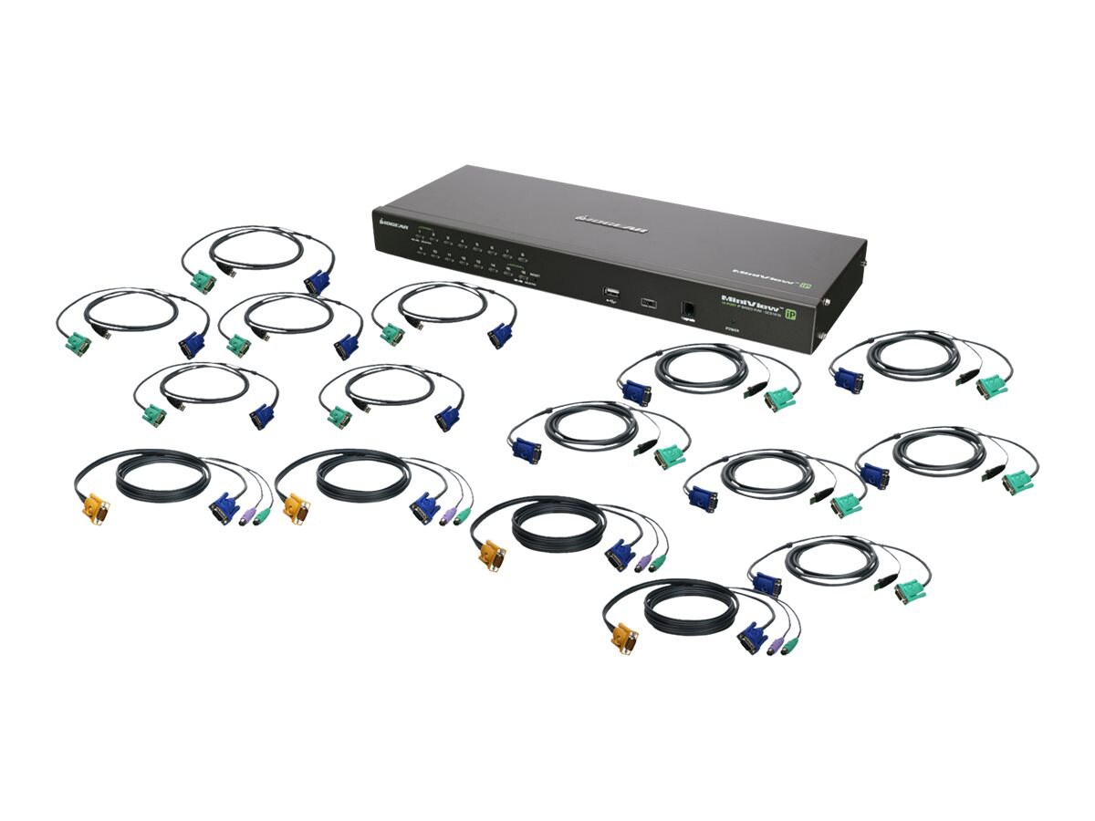 IOGEAR GCS1816IKIT - KVM switch - 16 ports - rack-mountable - with PS/2 and USB KVM Cables (TAA)