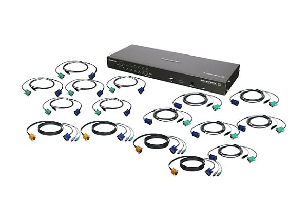 IOGEAR GCS1816IKIT - KVM switch - 16 ports - rack-mountable - with PS/2 and USB KVM Cables (TAA)