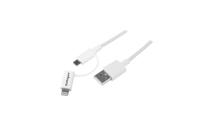 StarTech.com 1m (3ft) Apple Lightning or Micro USB to USB Cable for iPhone