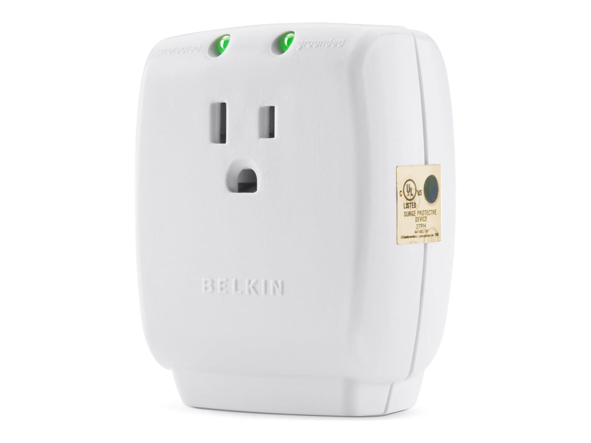 Belkin 1-Outlet Surge Cube - Wall Mount - Straight Plug - 885J - White