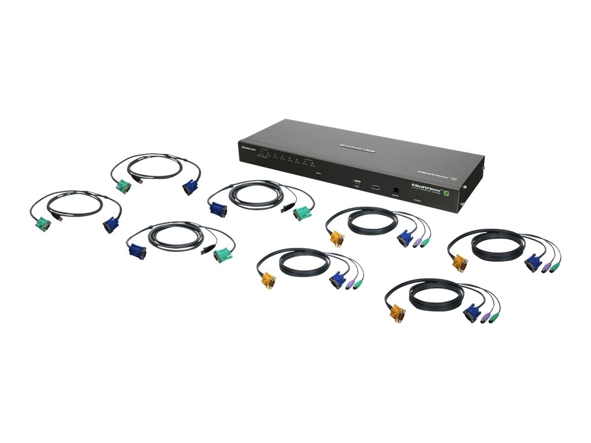 IOGEAR GCS1808IKIT - KVM / USB switch - 8 ports - rack-mountable - with PS/2 and USB KVM Cables