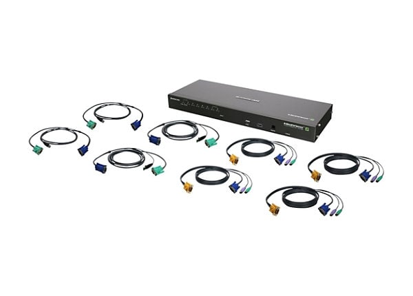 IOGEAR GCS1808IKIT - KVM / USB switch - 8 ports - rack-mountable - with PS/2 and USB KVM Cables
