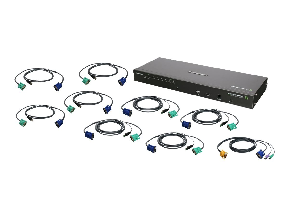 IOGEAR GCS1808IKITU - KVM / USB switch - 8 ports - rack-mountable - with USB KVM Cables