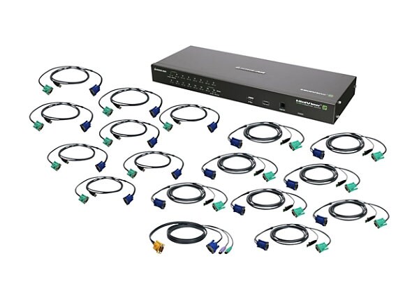 IOGEAR GCS1816IKITU - KVM switch - 16 ports - rack-mountable - with USB KVM Cables