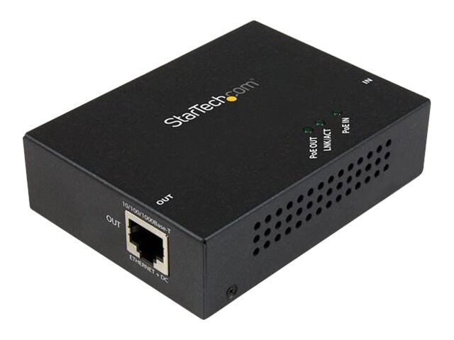 StarTech.com 1 Port Gigabit PoE+ Extender - 802.3at and 802.3af - 100 m (330 ft) - Power over Ethernet Extender - PoE