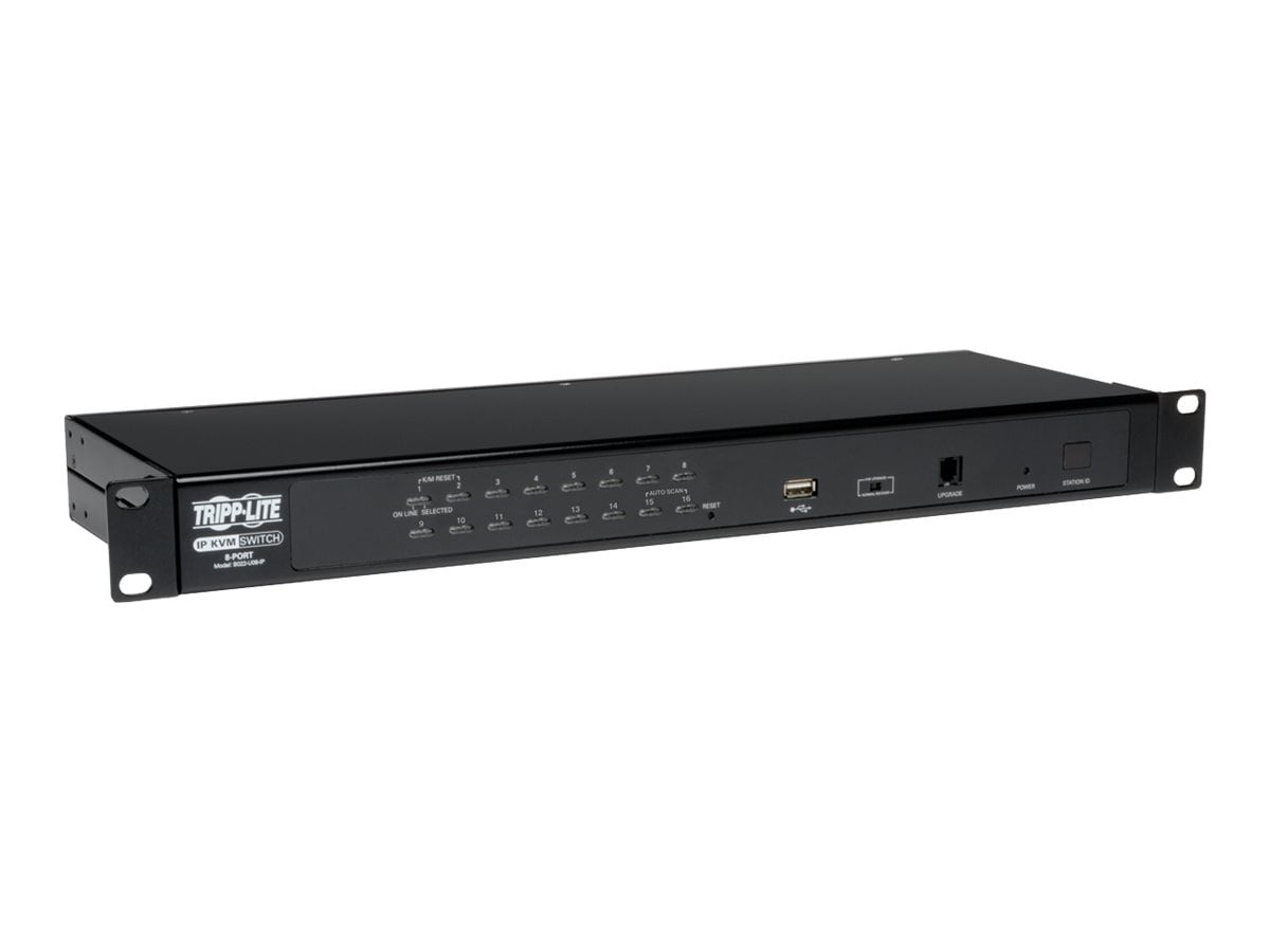 16-Port x2 Users Cat5e/6 1U Rack-Mount USB KVM Switch with 17 Full HD  1080P LCD and IP Remote Access, 16 Interface Modules Included 