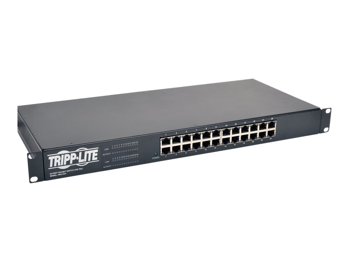 Tripp Lite 24 Port Gigabit Ethernet Switch with 12 Outlet PDU 1U