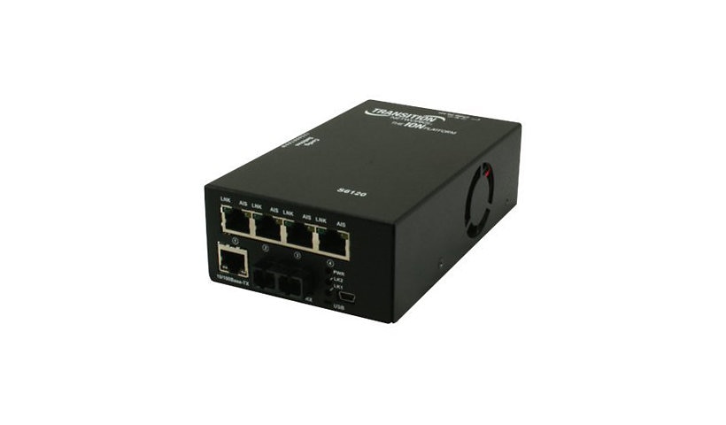 Transition Networks S6120 Series 4xT1/E1/J1 + 10/100 Ethernet Copper to Fib