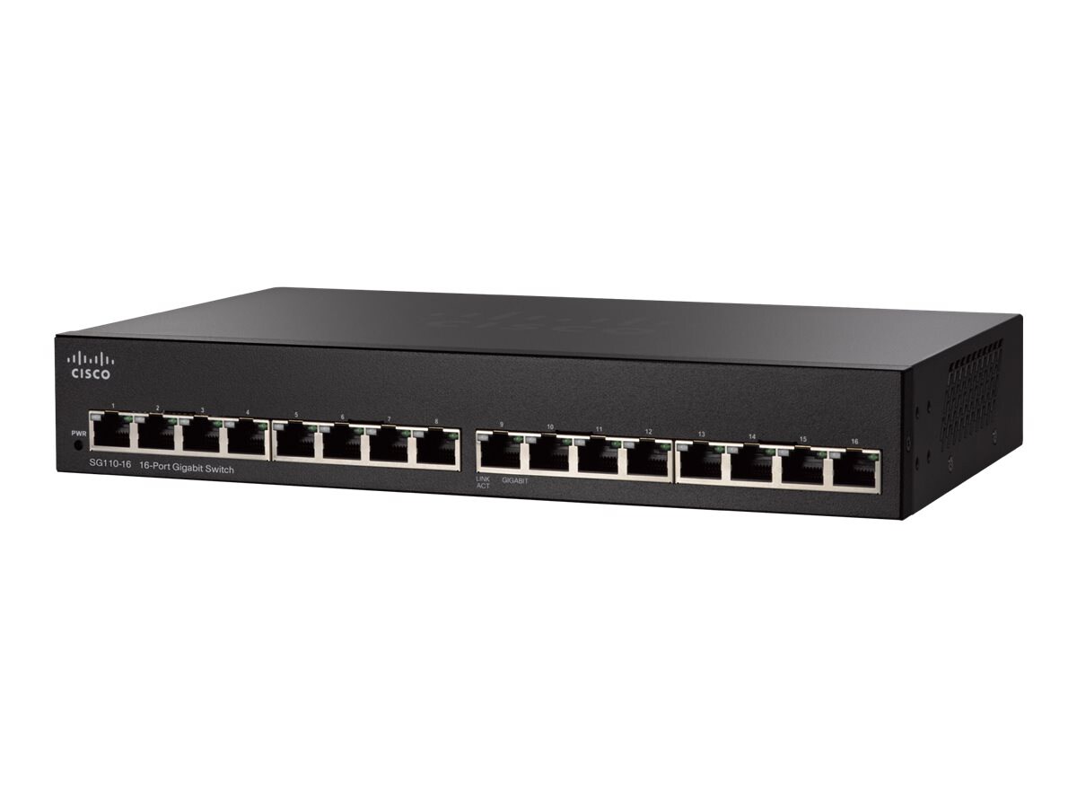 Cisco Small Business SG110-16 - switch - 16 ports - unmanaged - rack-mounta