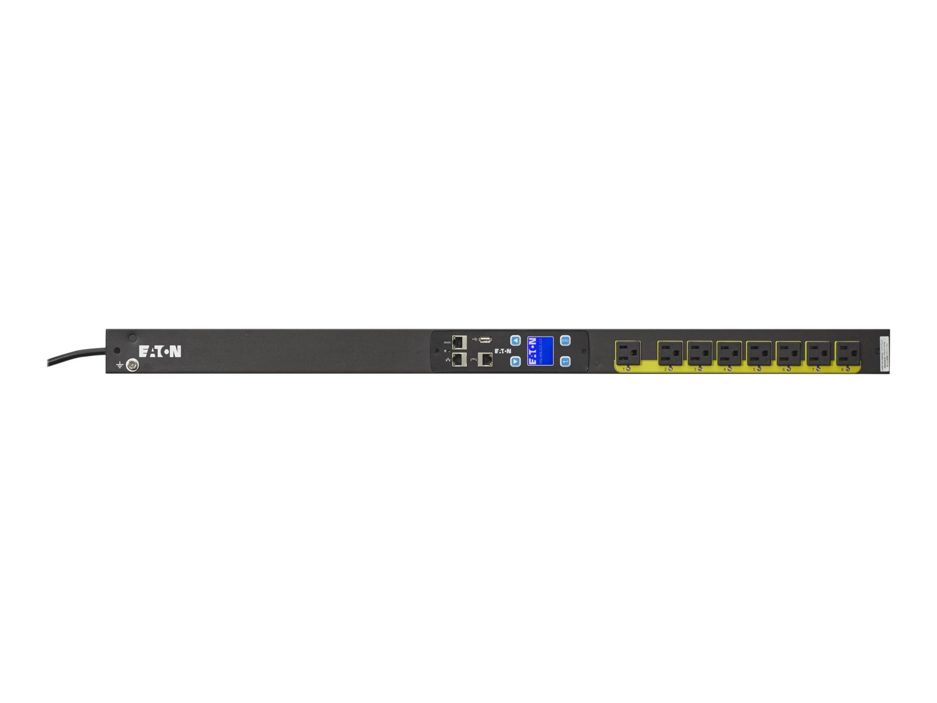 Eaton ePDU G3 Managed Managed rack PDU, 0U, 5-15P input, 1.44 kW max, 120V, 12A, 10 ft cord, Single-phase, No Circuit