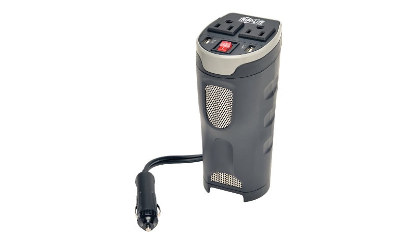 Tripp Lite 200W Car Inverter Cup Holder 12V 120V 2PT USB Charging 2 Outlet