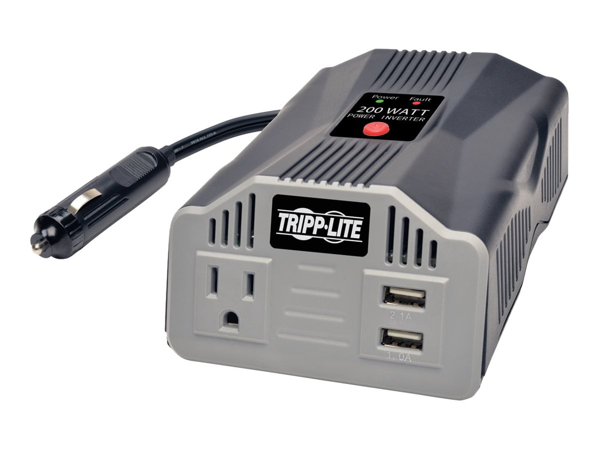 Tripp Lite 200W Car Inverter Compact w/ 1 Outlet & 2 USB Charging Ports