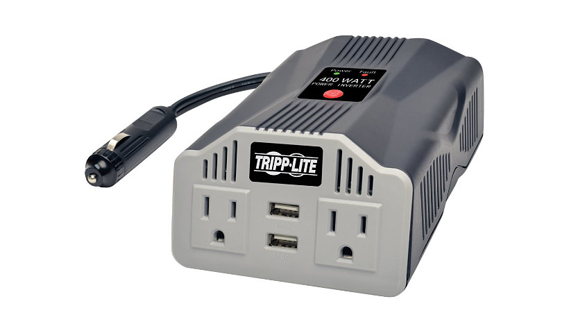 Tripp Lite Ultra-Compact Car Inverter 400W 12V DC to 120V AC 2 UBS Charging Ports 2 Outlets - DC to AC power inverter +