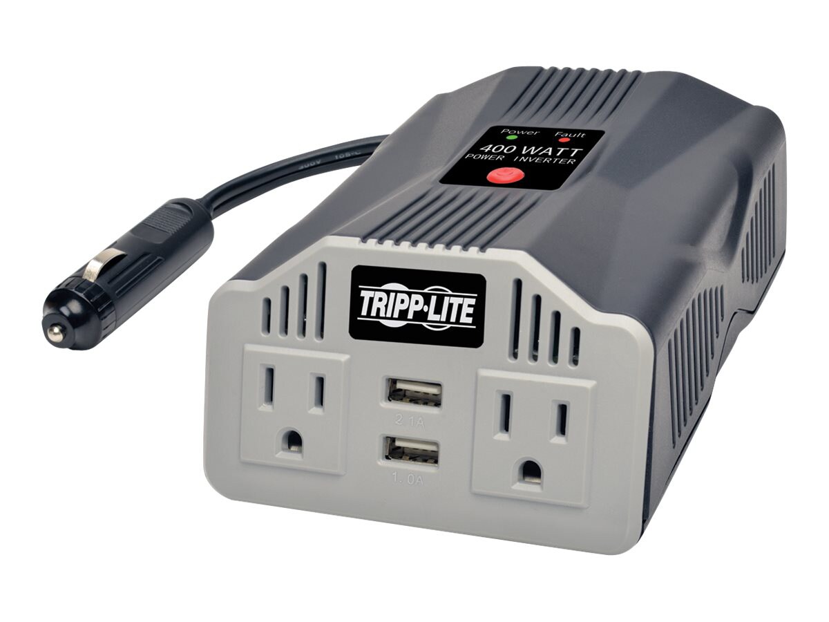 Tripp Lite 400W Compact Car Inverter 12V 120V 2-Port USB Charging 2 Outlet