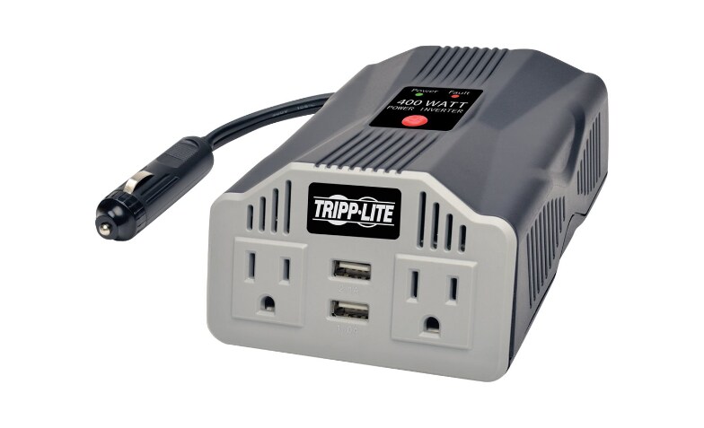 Tripp Lite 400W Compact Car Inverter 12V 120V 2-Port USB Charging 2 Outlet