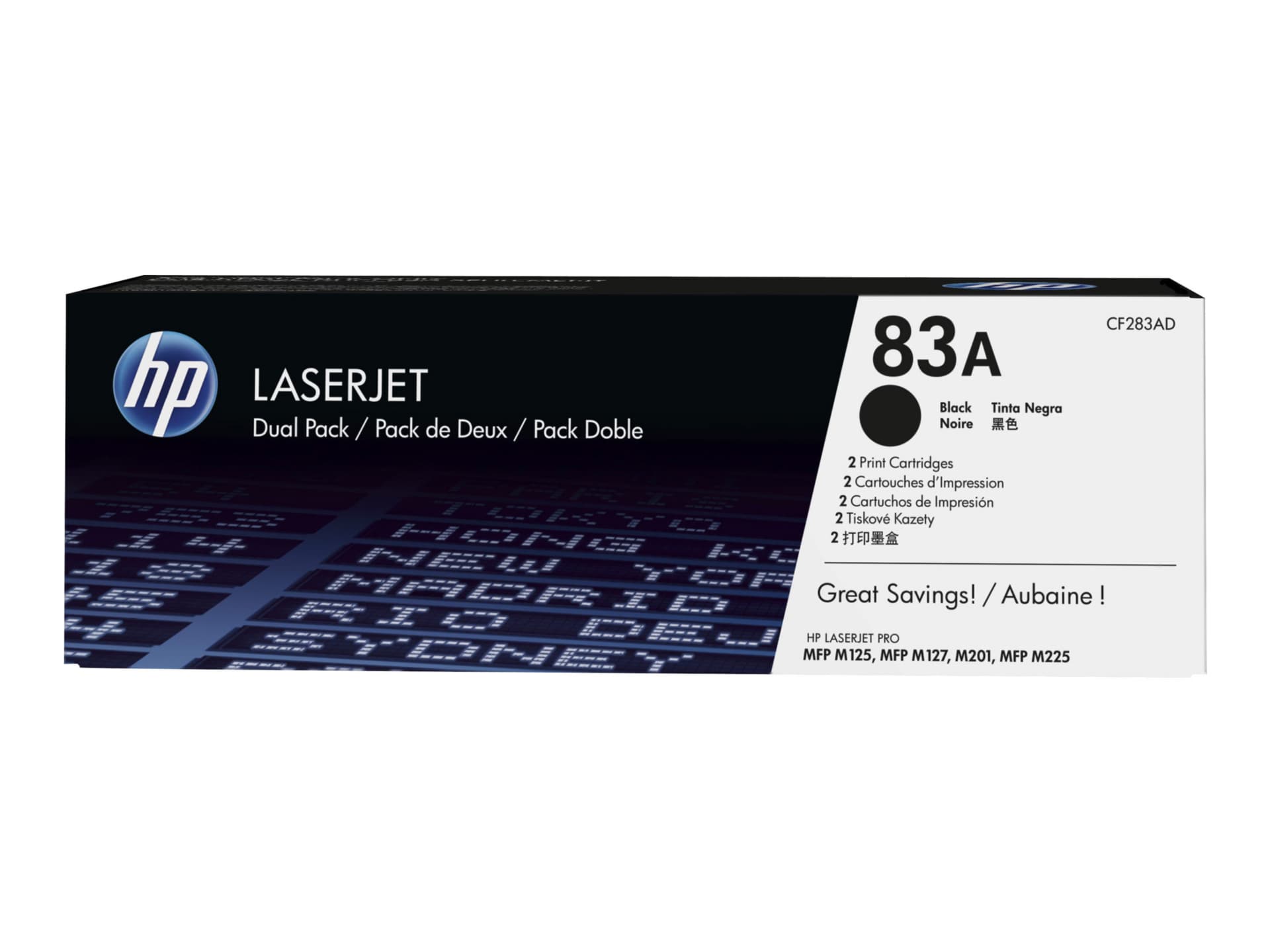 HP 83A (CF283AD) Original Laser Toner Cartridge - Dual Pack - Black - 2 / Carton