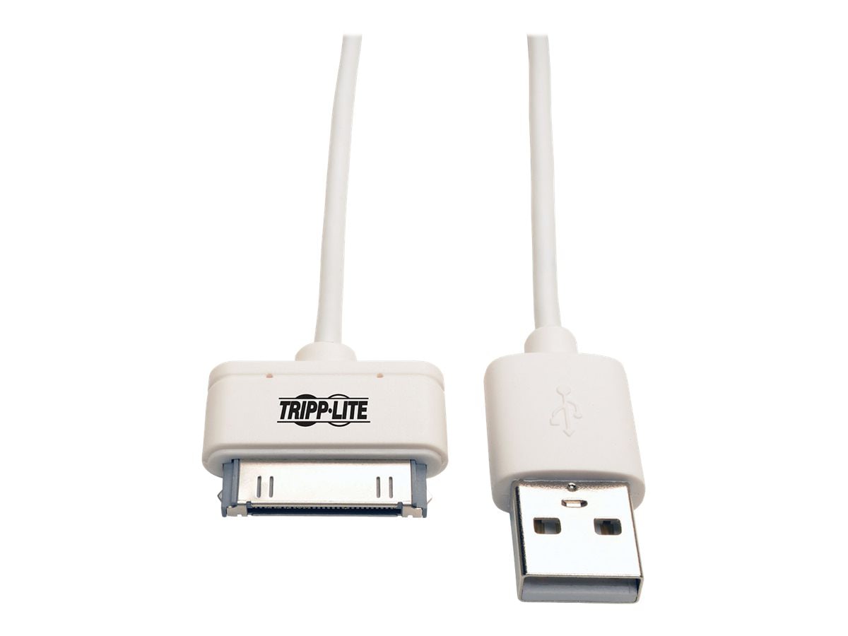 Tripp Lite 3ft USB/Sync Charge Cable 30-Pin Dock Connector for Apple White  3' - charging / data cable  ft - M110-003-WH - USB Cables 