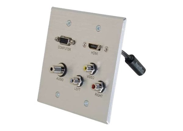 C2G RapidRun HDMI Double Gang Wall Plate with VGA, Stereo Audio, Composite Video and Audio - wall plate - HDMI / VGA /