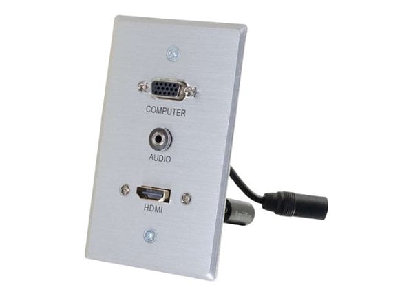 C2G RapidRun HDMI Single Gang Wall Plate Transmitter with VGA + Stereo Audio - wall plate - HDMI / VGA / audio