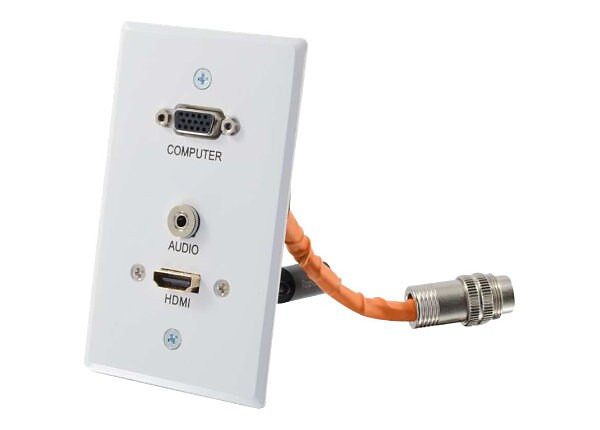 C2G RapidRun HDMI, VGA + Stereo Audio Single Gang Wall Plate Transmitter - wall plate - HDMI / VGA / audio