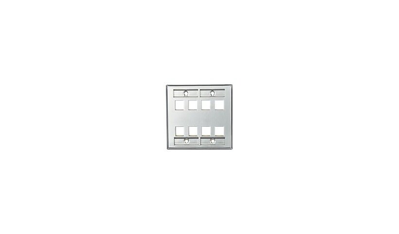 Leviton QuickPort Stainless Steel Wallplate with Designation Windows - moun