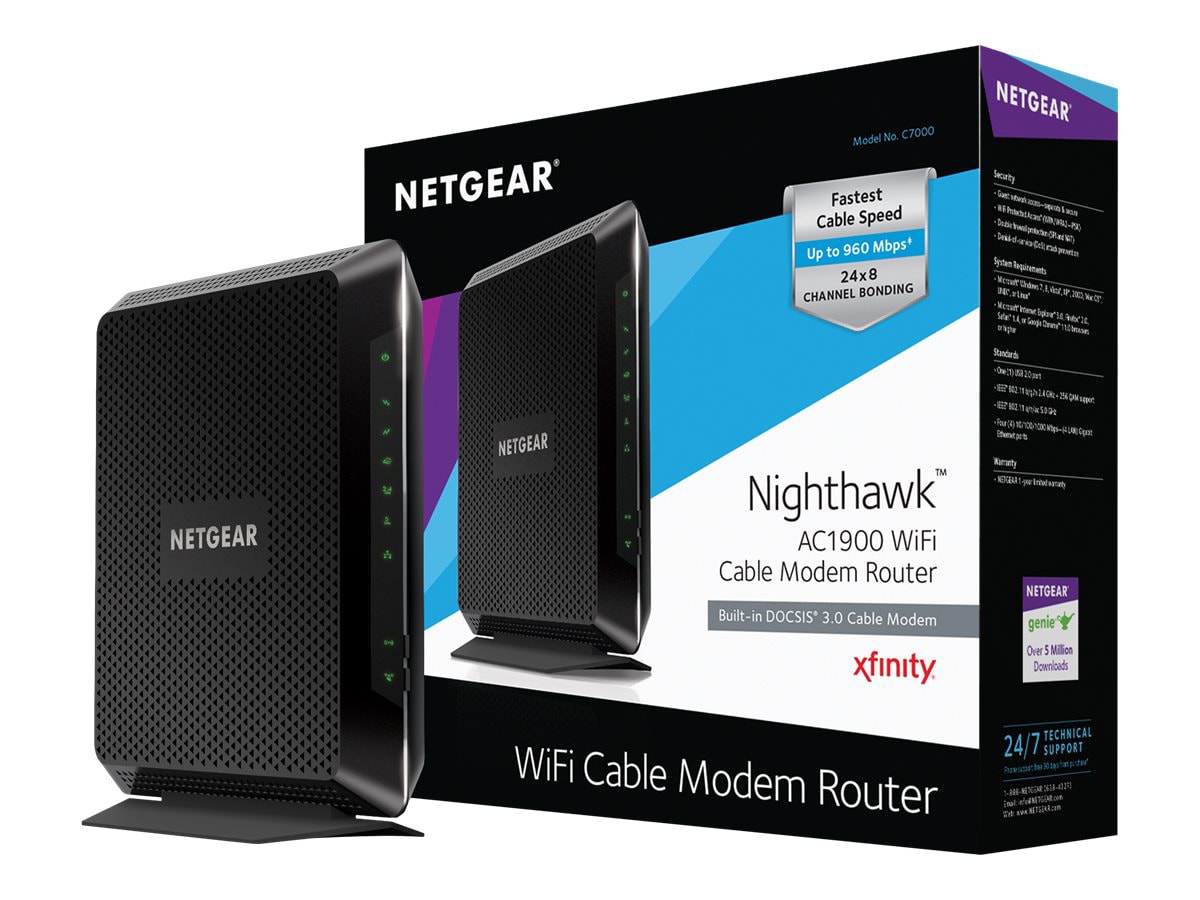 Netgear Nighthawk C7000 Wi-Fi 5 IEEE 802.11ac Cable Modem/Wireless