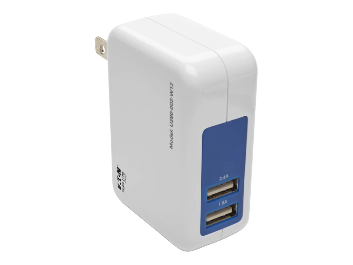 Tripp Lite Dual Port Travel USB Wall Charger Direct Plug-In 5V / 3.4A /17W