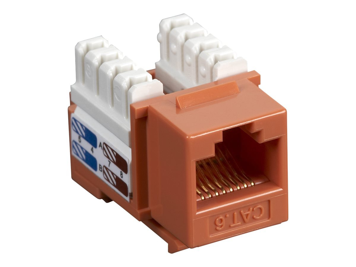 Black Box Orange CAT6 110 Punch Down Keystone RJ45 Modular Jack 25-Pack