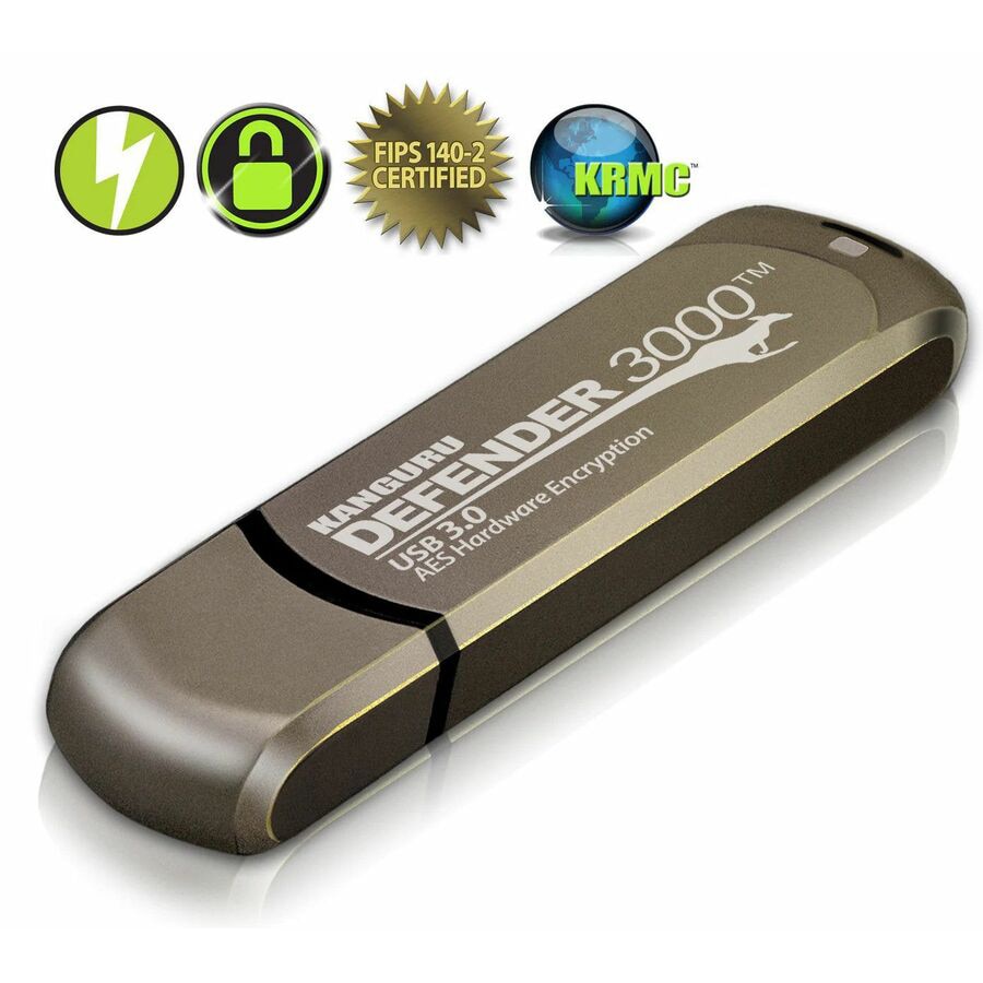 Thumbnail 3 of 7 for Kanguru Defender 3000 - FIPS 140-2 Level 3 CERTIFIED - AES 256-Bit Hardware Encrypted Flash Drive - IP68 - 64GB - TAA