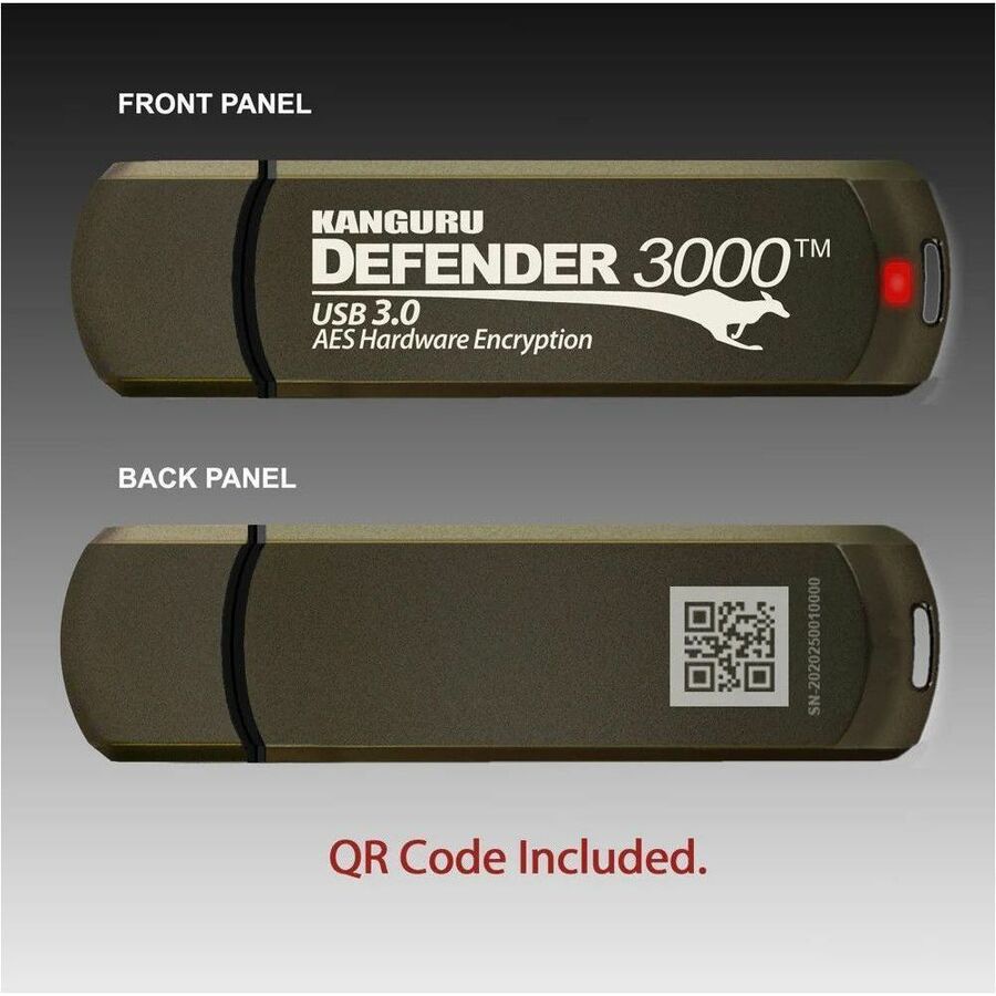 Thumbnail 4 of 7 for Kanguru Defender 3000 - FIPS 140-2 Level 3 CERTIFIED - AES 256-Bit Hardware Encrypted Flash Drive - IP68 - 64GB - TAA