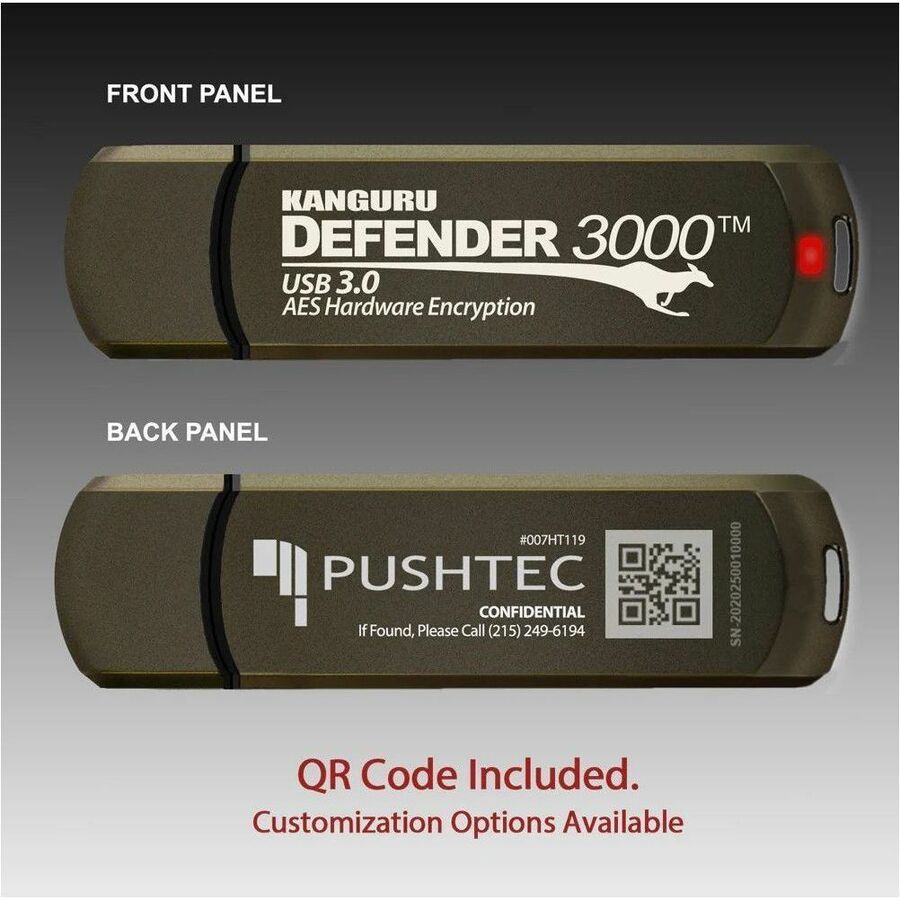 Thumbnail 5 of 7 for Kanguru Defender 3000 - FIPS 140-2 Level 3 CERTIFIED - AES 256-Bit Hardware Encrypted Flash Drive - IP68 - 64GB - TAA