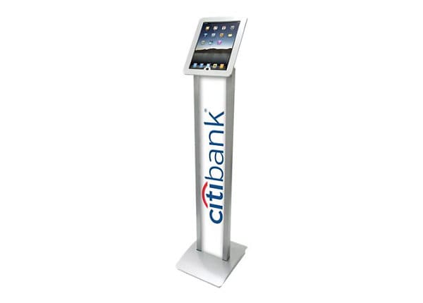 Compulocks iPad Secure Executive Enclosure with BrandMe Floor Stand Kiosk White - stand