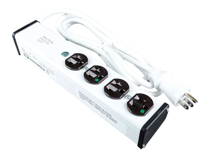 C2G 15ft Wiremold 4-Outlet Plug-In Center Unit Medical Grade Approved For Patient Care 4 Outlet Power Strip - power