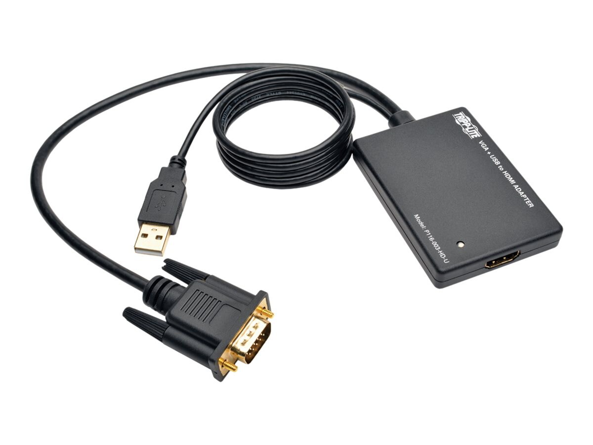 Câble adaptateur / Convertisseur HDMI vers VGA avec audio - Mâle / Femelle  - Noir
