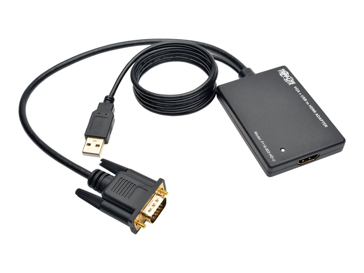 VGA à HDMI - Adaptateur convertisseur HD 1080P VGA vers HDMI, avec