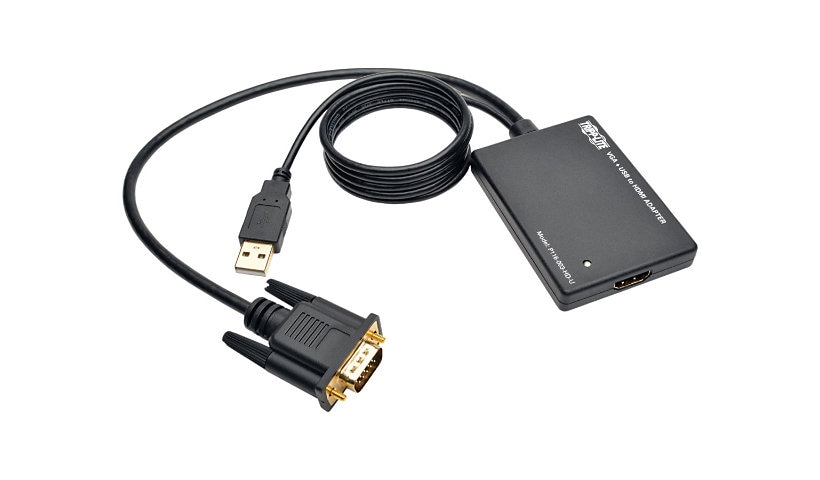 Tripp Lite Adaptateur convertisseur VGA vers HDMI avec audio et alimentation USB, 1080p - convertisseur vidéo - noir